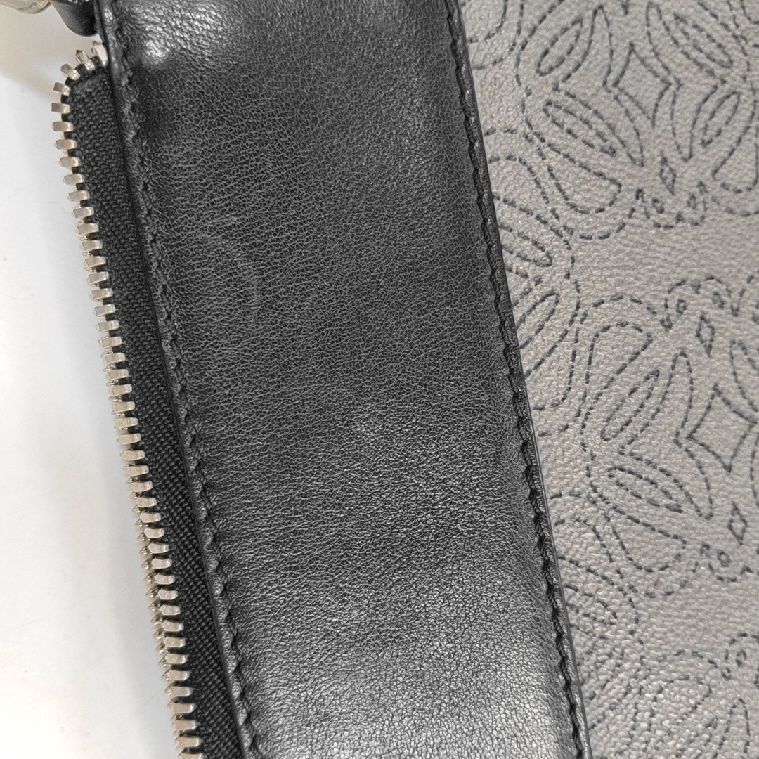 LOEWE Dark Grey Coated Canvas Printed Crossbody Bag Shoulder Bag Silver Hardware Removable shoulder strap-(SKU)-956152838