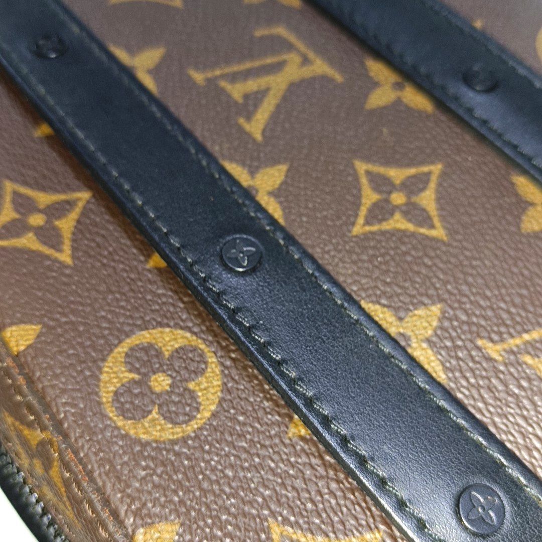 LOUIS VUITTON SOFT TRUNK Brown Coated Canvas Monogram Handbag Crossbody Shoulder Bag Black Hardware-(SKU)-14509670