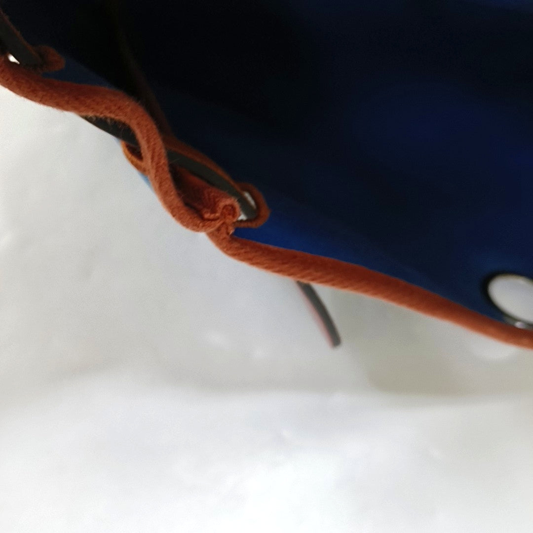 HERMÈS Herbag 31 Sea Blue Canvas Single Shoulder Bag Tote Bag Silver Hardware D Detachable Strap-(SKU)-969826701