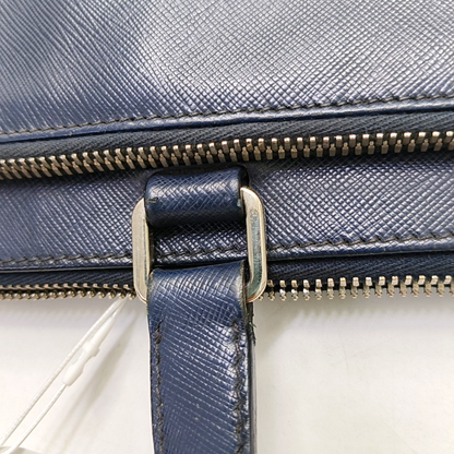 PRADA Dark Blue Leather Handbag Silver Hardware-(SKU)-954413734