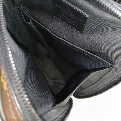 LOUIS VUITTON UTILITY SIDE Brown Coated Canvas Monogram Vernis Camera Bag Fanny Pack Crossbody Bag Shoulder Bag Adjustable Strap Black Hardware 2 Removable Shoulder Straps-(SKU)-945801614