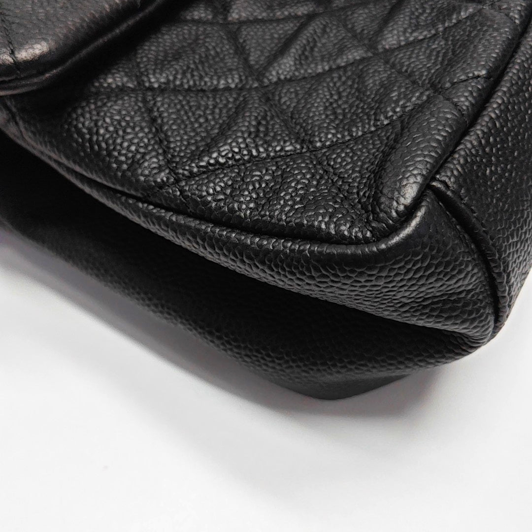 CHANEL COCO MARK Black Calfskin Quilted Diamond Pattern Shoulder Bag Handbag Crossbody Bag Gold Hardware 17 Clasp-(SKU)-970521543