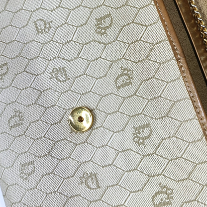 DIOR Khaki Coated Canvas Monogram Printed Shoulder Bag Golden hardware-(SKU)-957692854