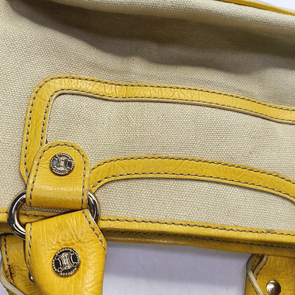 CELINE BOOGIE Yellow Canvas Tote Bag Silver Hardware-(SKU)-952465715