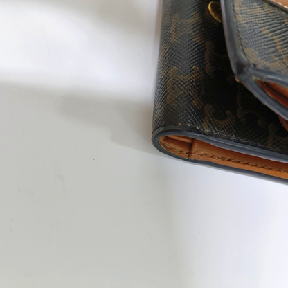 CELINE Brown Coated Canvas Triumph Wallet Golden hardware-(SKU)-939788660