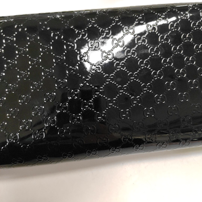 GUCCI Black Patent Leather Monogrammed Woven Handbag Golden hardware-(SKU)-940157438