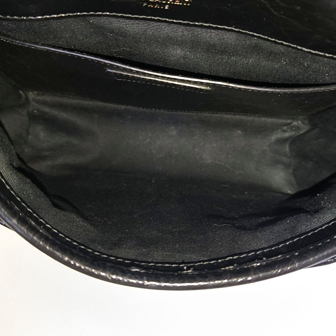 YSL NIKI Small Black Calfskin Quilted V-Shape Crossbody and Single Shoulder Bag with Black Ruthenium Hardware-(SKU)-969924683