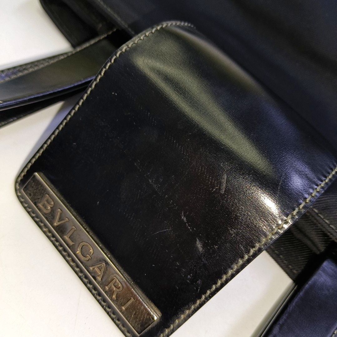 BVLGARI Tote bag Black Fabric Single Shoulder Bag Handbag Silver Hardware-(SKU)-928850108