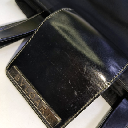 BVLGARI Tote bag Black Fabric Single Shoulder Bag Handbag Silver Hardware-(SKU)-928850108