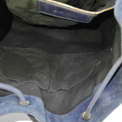 BALENCIAGA Classic City Blue Suede Leather Studs Backpack Silver Hardware-(SKU)-956769787