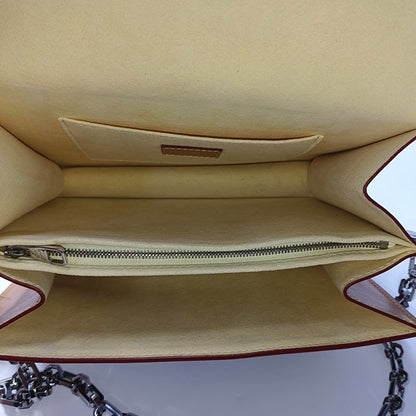 LOUIS VUITTON DAUPHINE Medium Red Calfskin Monogram Checkerboard Dauphine Single Shoulder Bag Sling Bag Silver Hardware 2 Removable Straps-(SKU)-967790529