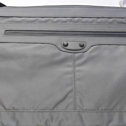 BALENCIAGA Classic City Gray Canvas Studs Clutch Silver Hardware-(SKU)-935826835