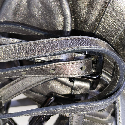 BURBERRY Silver Cowhide Single Shoulder Bag Crossbody Tote Bag Black hardware Removable shoulder strap-(SKU)-938135515