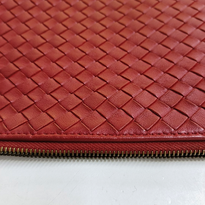 BOTTEGA VENETA Red Cowhide Braided Handbag Black hardware-(SKU)-947934561