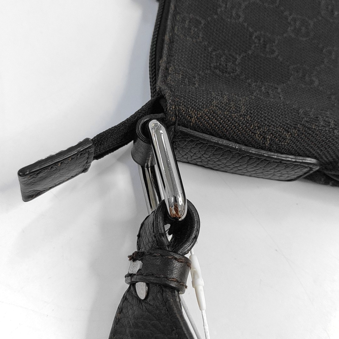 GUCCI Dark Brown Canvas Vintage Shoulder and Crossbody Bag Silver Hardware-(SKU)-957590302