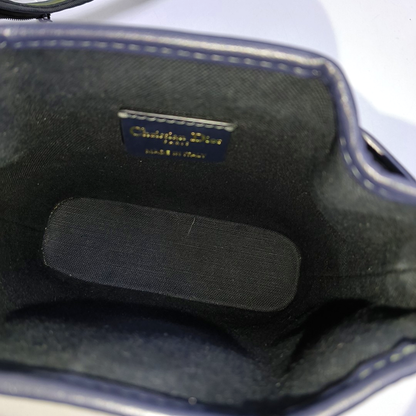 DIOR C'Est Dior Small Deep Blue Coated Canvas Monogram Shoulder Bag Crossbody Handbag Gold Hardware 2 Detachable Shoulder Straps-(SKU)-960717156