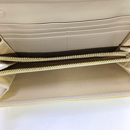 DIOR Lady Dior Light Yellow Lacquered Leather Wicker Pattern Stitched Wallet Golden hardware-(SKU)-956498734