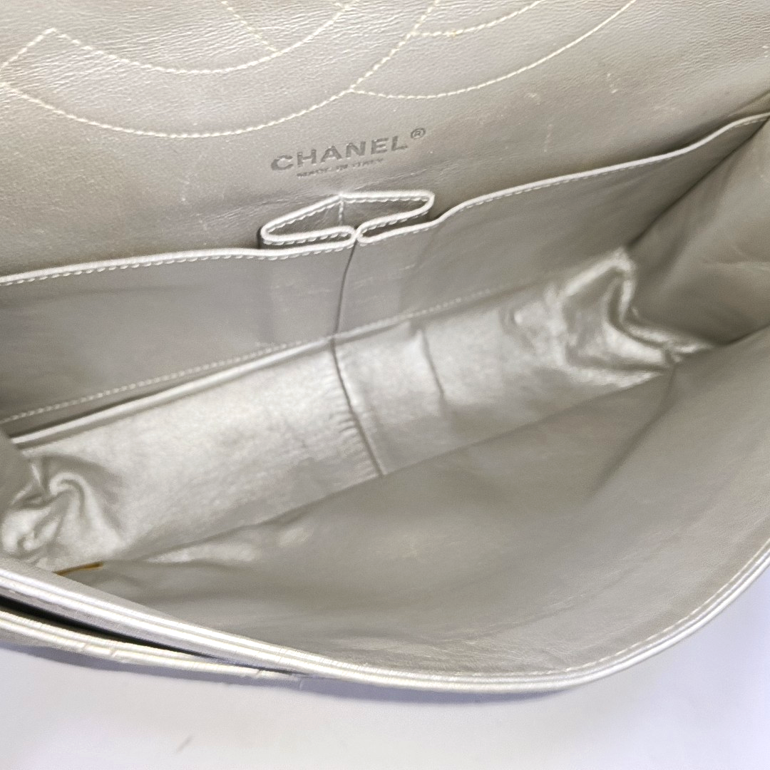 CHANEL 2.55 Silver Sheepskin Quilted Crossbody Shoulder Bag Silver Hardware 12 Flap-(SKU)-941216566