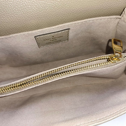 LOUIS VUITTON MÉTIS EAST WEST Elephant Grey Leather Monogram Embossed Messenger Bag Shoulder Bag Tote Bag Golden Hardware 2 Removable Shoulder Straps-(SKU)-965421523
