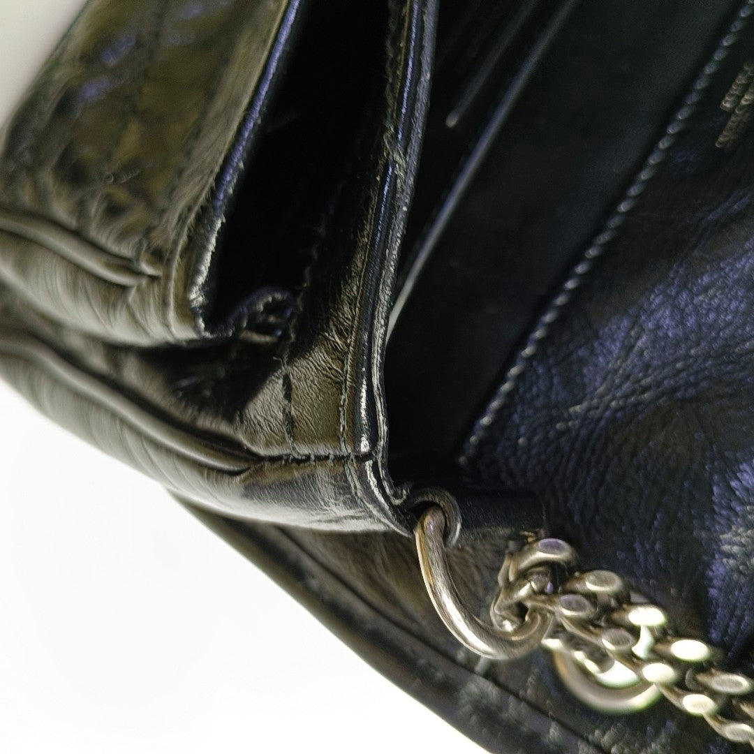 YSL NIKI Mini Black Leather Quilted V-Stitch Shoulder Bag Black Ruthenium Hardware-(SKU)-968856026