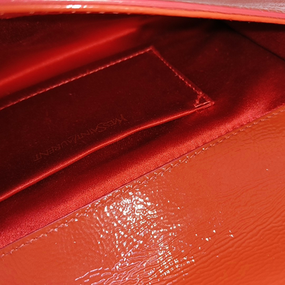 YSL BELLE JOUR Orange Patent Leather Embossed Clutch Golden hardware-(SKU)-931375952