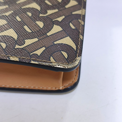 BURBERRY Robin 棕色涂层帆布TBSingle Shoulder Bag Crossbody Bag Silver Hardware Removable shoulder strap-(SKU)-960367103