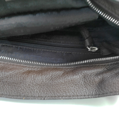 CELINE Dark Brown Leather Handbag Silver Hardware-(SKU)-936845573