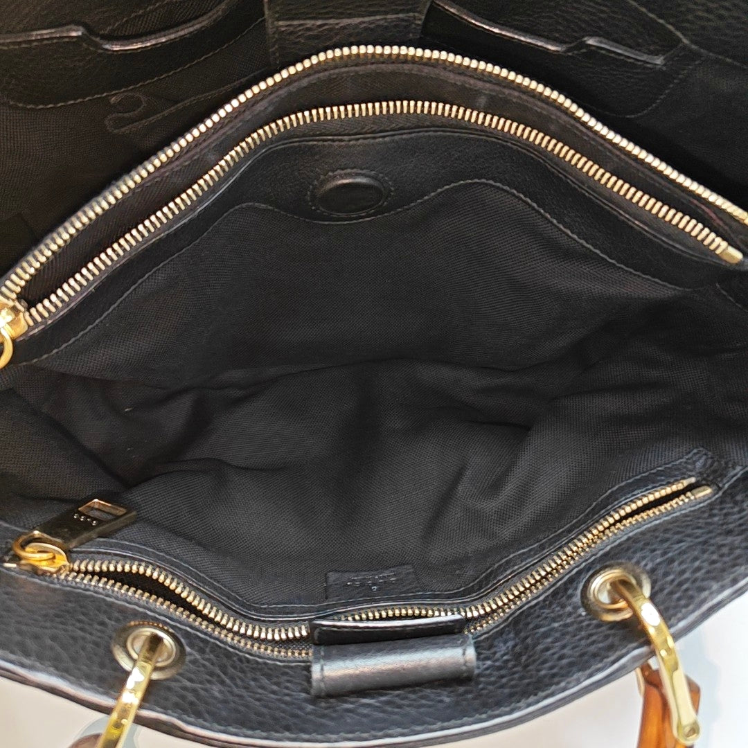 GUCCI Bamboo 1947 Black Cowhide Bamboo Bag - Handbag, Shoulder Bag, Crossbody Bag Golden Hardware-(SKU)-972998031