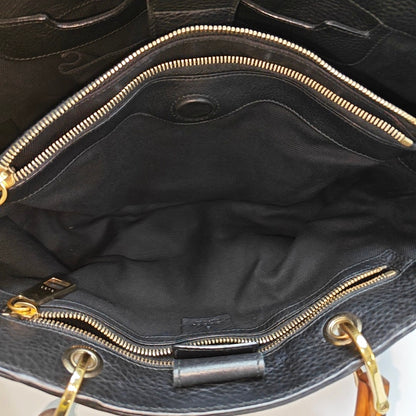 GUCCI Bamboo 1947 Black Cowhide Bamboo Bag - Handbag, Shoulder Bag, Crossbody Bag Golden Hardware-(SKU)-972998031
