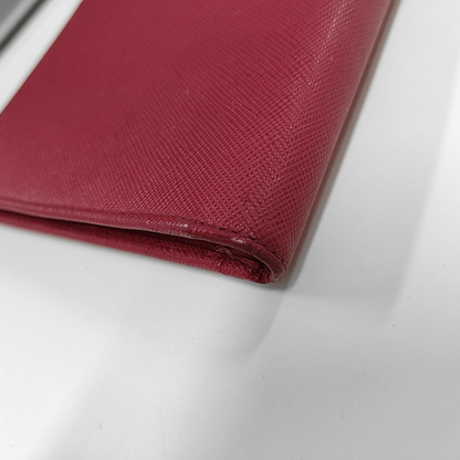 PRADA Fuchsia leather cross-grain clutch Golden hardware-(SKU)-14366482