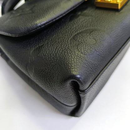 LOUIS VUITTON MADELEIN Black Calfskin Monogram Embossed Crossbody Bag, Shoulder Bag, Handle Bag with Detachable Strap, Golden Hardware-(SKU)-969077073
