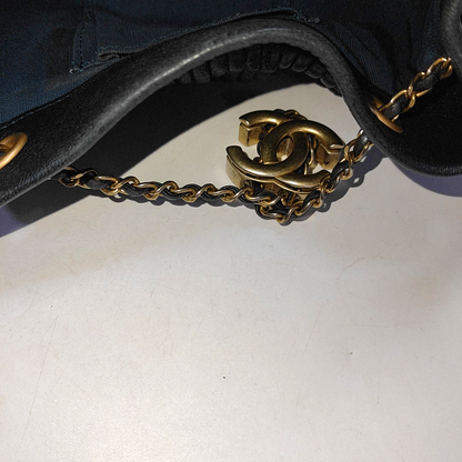CHANEL DRAWSTRING Deep Blue Lamb Leather Quilted Shoulder Bag with Removable Strap-(SKU)-939912188