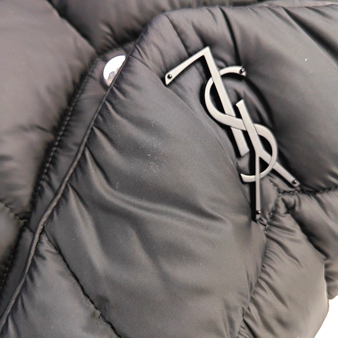 YSL PUFFER Black Fabric Quilted Single Shoulder Bag Crossbody Bag with Silver Black Hardware-(SKU)-963226135