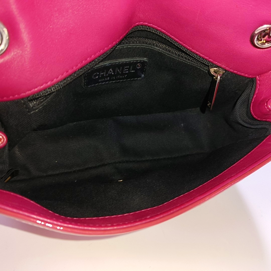 CHANEL CLASSIC FLAP Pink Patent Leather Quilted Shoulder Bag Tote Crossbody with Detachable Strap-(SKU)-955718315