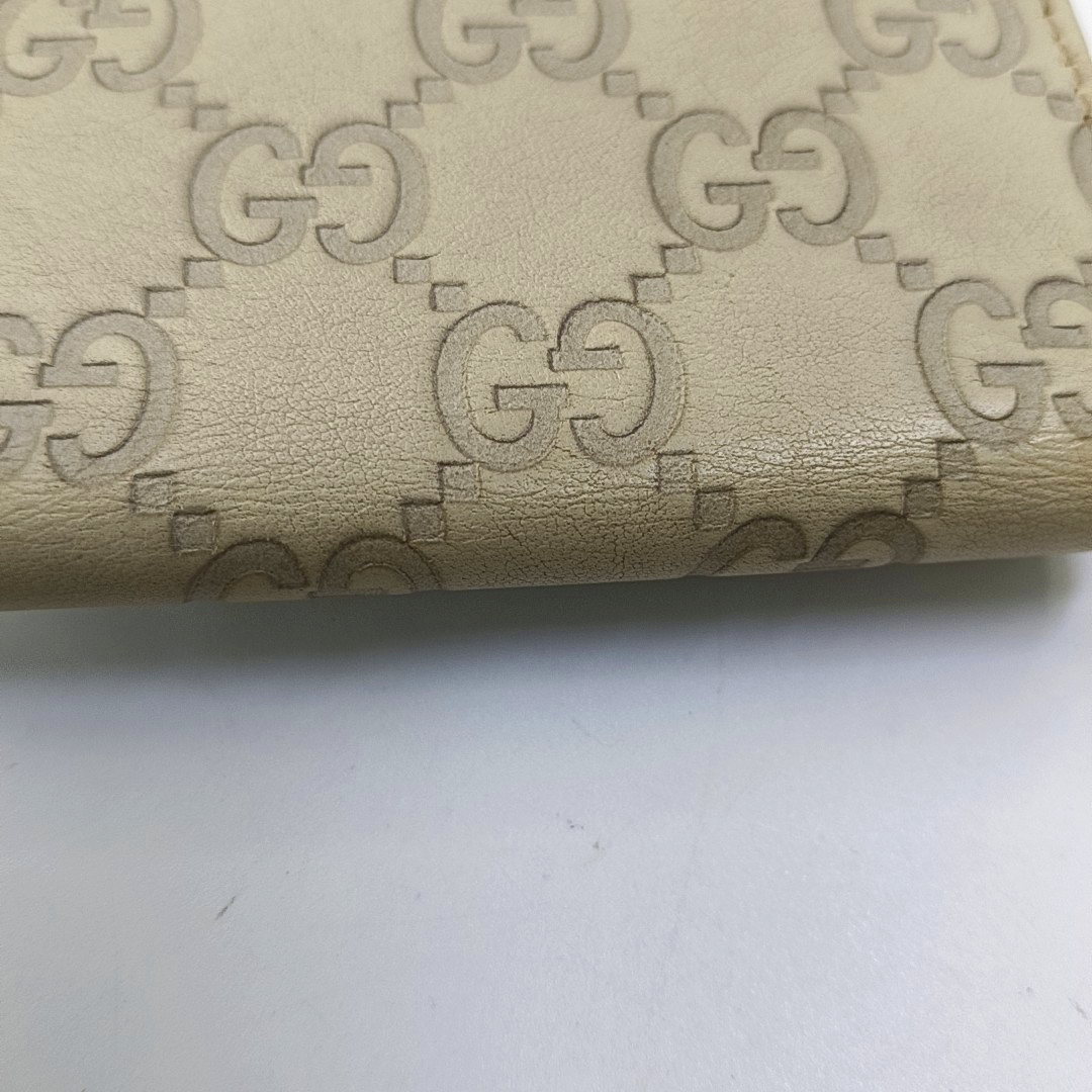 GUCCI White Leather Monogrammed Key Case Golden hardware-(SKU)-956774135