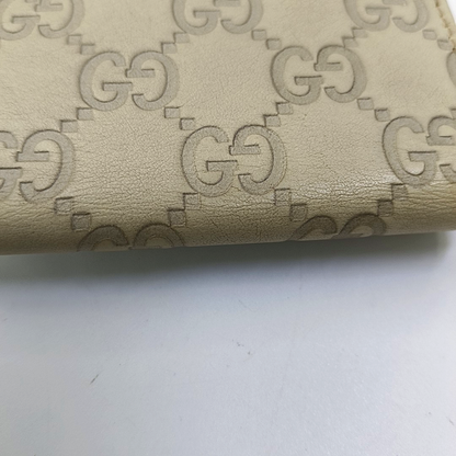 GUCCI White Leather Monogrammed Key Case Golden hardware-(SKU)-956774135