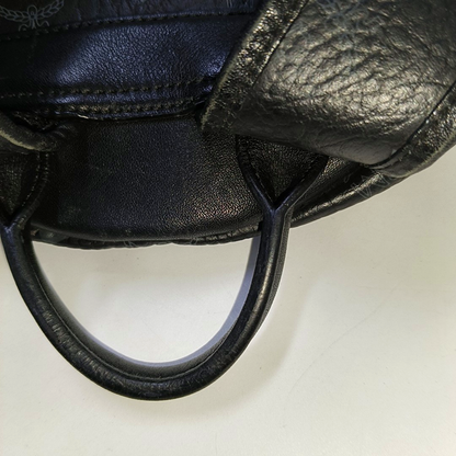 MCM STARK  Small size Black Coated Canvas Monogram Studs Backpack Golden hardware-(SKU)-942517154
