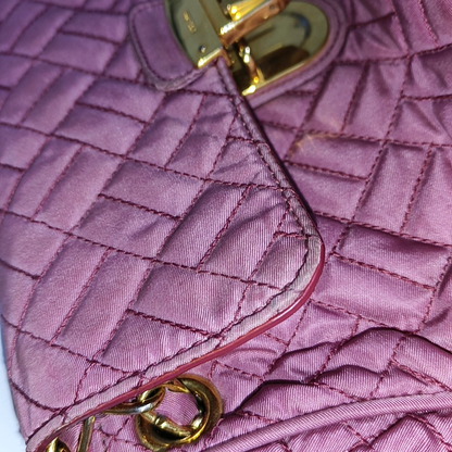 PRADA Pink Fabric Quilted Tassel Crossbody Bag Golden hardware-(SKU)-932708784