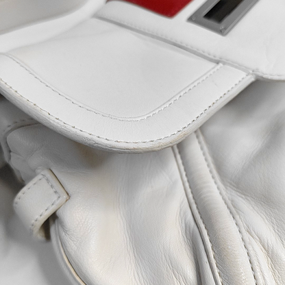 LOEWE White Leather Single Shoulder Bag Handbag Silver Hardware Removable shoulder strap-(SKU)-957821052