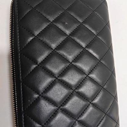 CHANEL Black sheepskin diamond quilted handbag Silver Hardware 15nan-(SKU)-949359055
