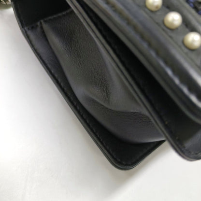 CHANEL BOY CHANEL Small Size Black Fabric Quilted Four Shoulder Bag, Crossbody Bag with Detachable Strap-(SKU)-967025259