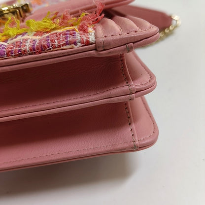 CHANEL BOY CHANEL Pink Tweed Quilted Crossbody Shoulder Bag with Golden Hardware, 27K, Detachable Strap-(SKU)-968690690