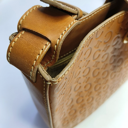 CELINE Caramel Cowhide Triumph Monogrammed Single Shoulder Bag Handbag Golden hardware-(SKU)-950054441