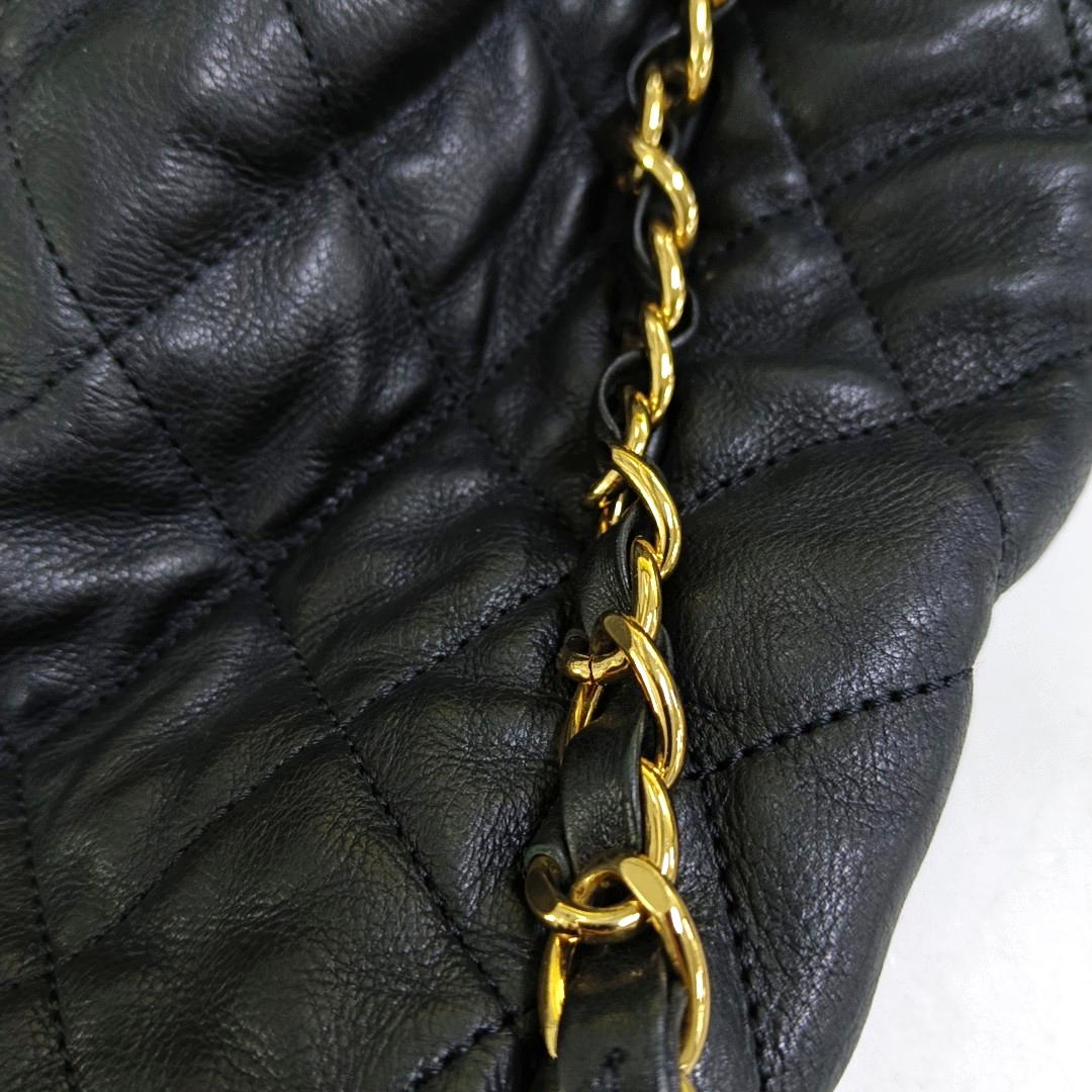 CHANEL CHAIN ME Black Pebbled Leather Quilted Crossbody Shoulder Bag with Gold Hardware, 14 openings-(SKU)-953577261