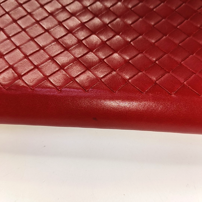 BOTTEGA VENETA Red Cowhide Woven Wallet Black hardware-(SKU)-945768483