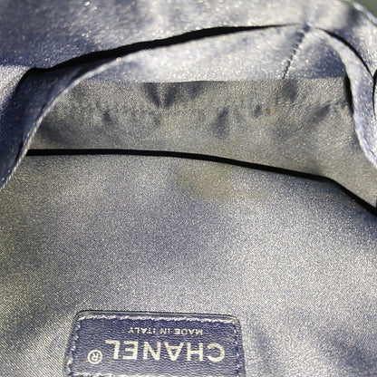 CHANEL CLASSIC FLAP Medium Deep Blue Lamb Skin Cannage Quilted Single Shoulder Bag Crossbody Bag Silver Hardware 18 Clasp-(SKU)-970159990