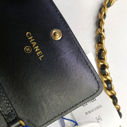 CHANEL CHANEL 19 Black Sheepskin Quilted Diamond Pattern Crossbody Bag Single Shoulder Bag Golden Silver Palladium Hardware 31 Clasp-(SKU)-951093853