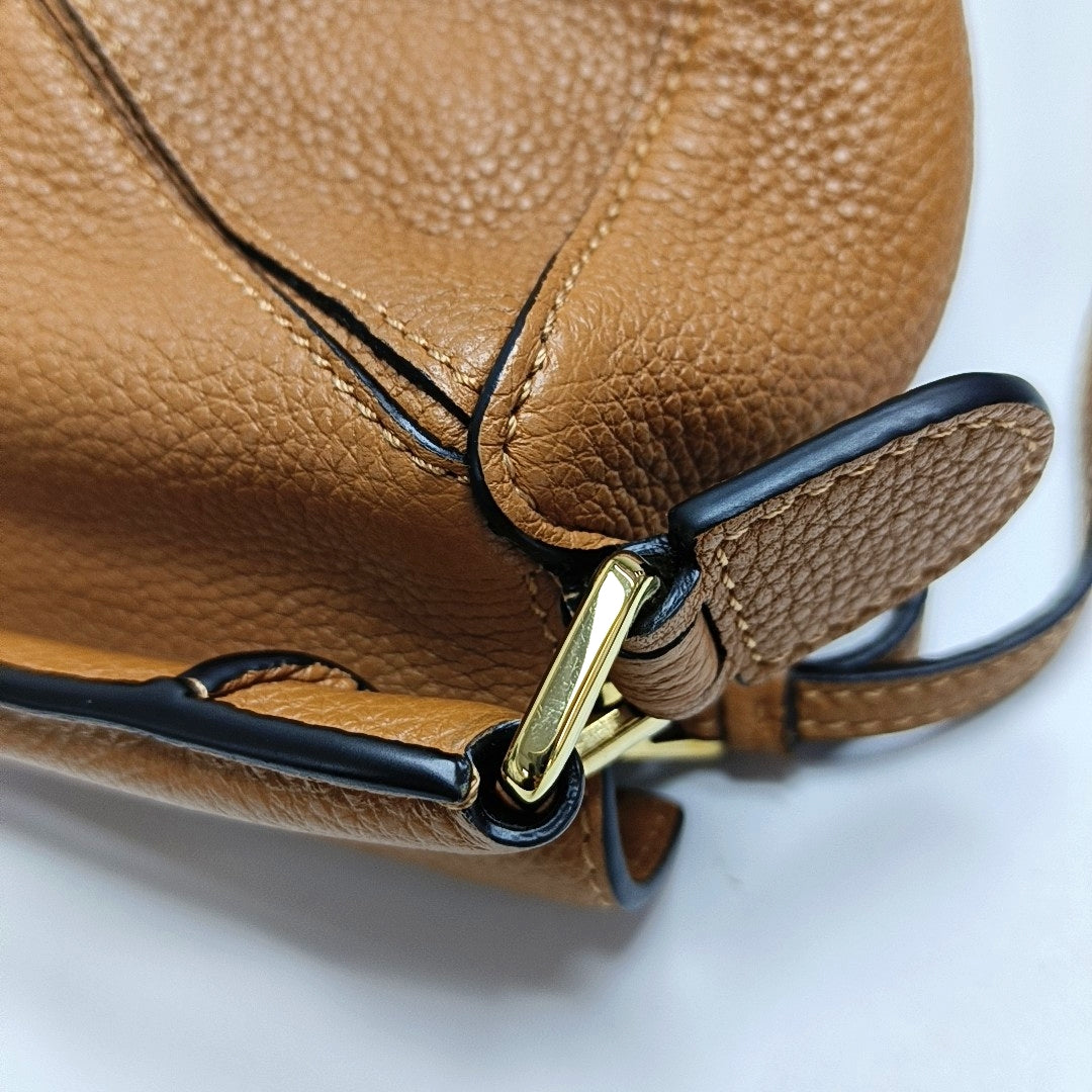 LOEWE Puzzle Mini Brown Leather Geometric Shoulder Bag, Golden Hardware, Removable Strap-(SKU)-971334160