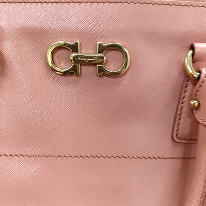 FERRAGAMO Batik Small size Pink Leather Embossed Single Shoulder Bag Handbag Crossbody Golden hardware Removable shoulder strap-(SKU)-935373513