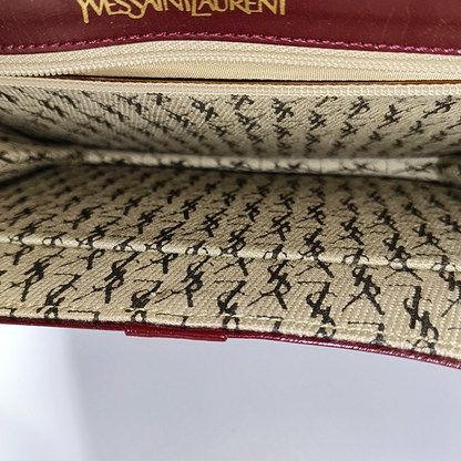 YSL Burgundy Leather Quilted Envelope Bag Handbag-(SKU)-932744673